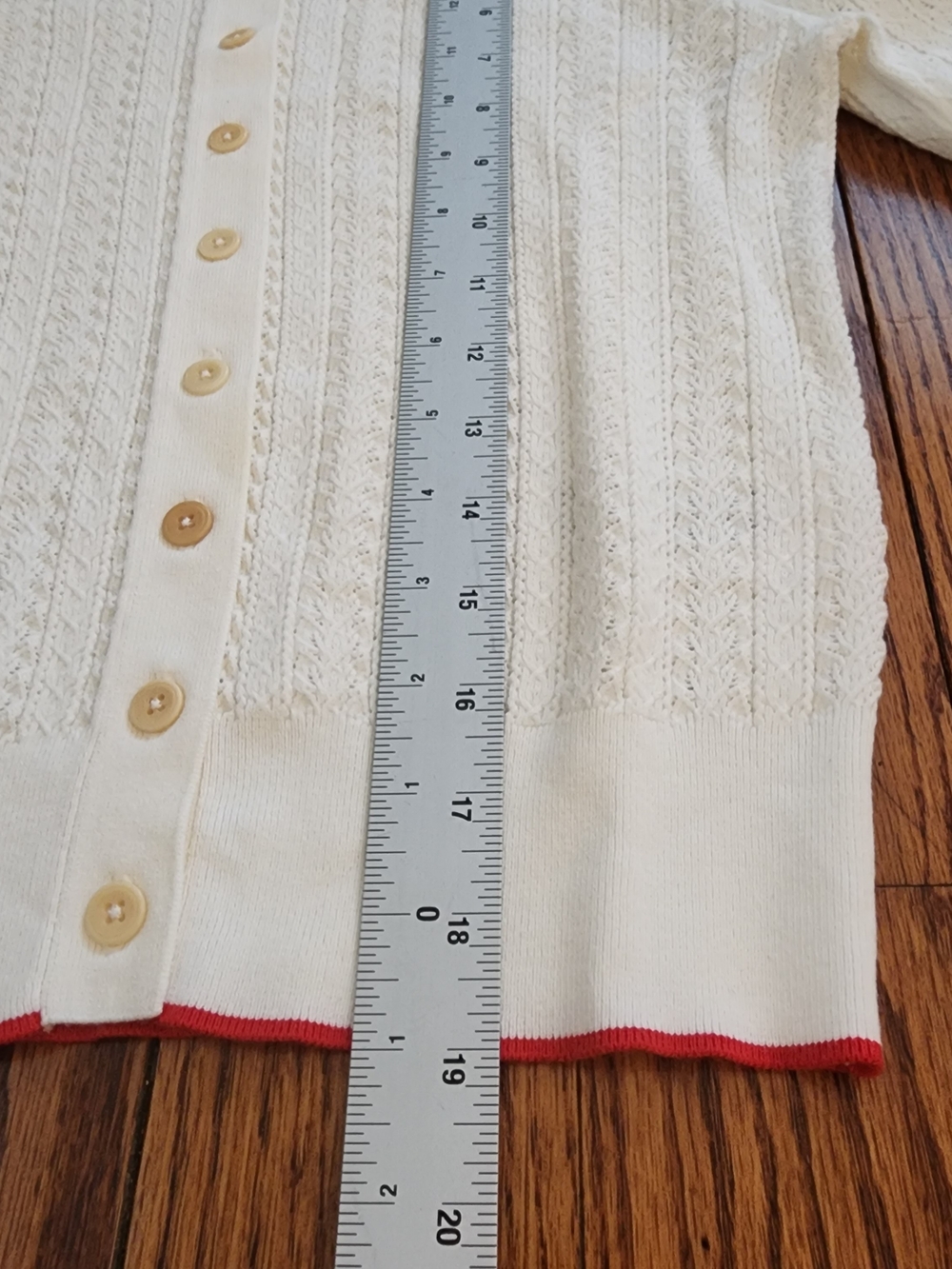 Madewell Cardigan Women Small Ivory Red Trim Pointelle Knit Sweater NWT Indie - Picture 4 of 10